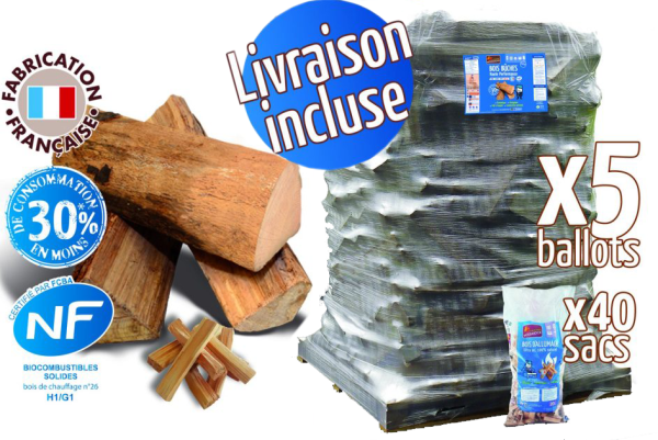 Les produits   Allumage, bois de chauffage, granulés - Bûche  compressée de jour 100% chêne CUBIX (x8)